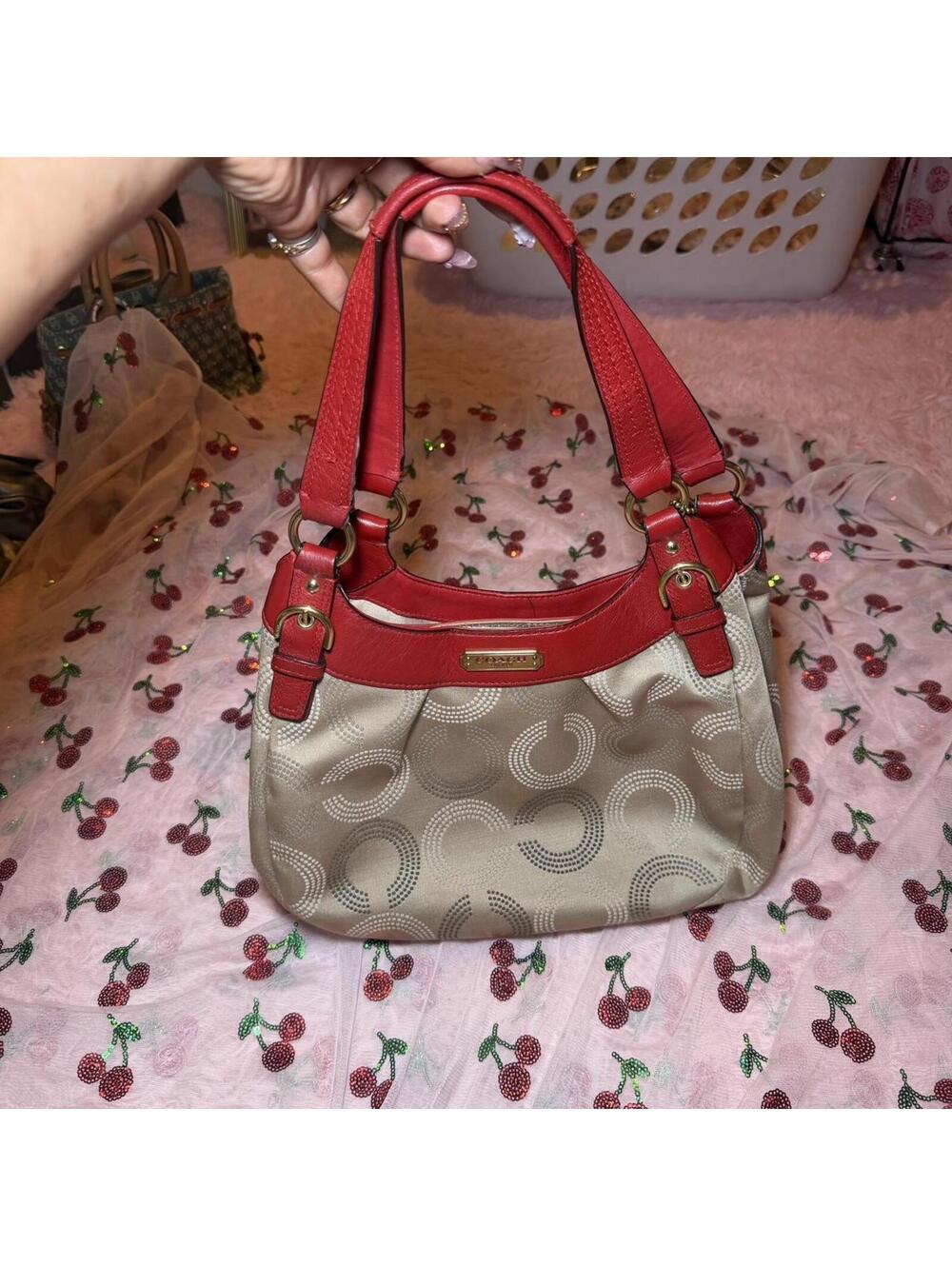 Coach red and tan purse #preppy #luxury